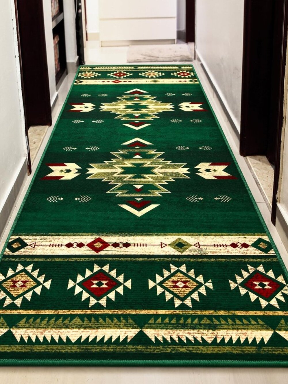 BENRON Western Hallway Runner Rug 2x6, Long Runners for Kitchen, Green